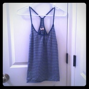 Racer back blue and white striped tank