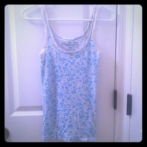 Blue and white flower tank top