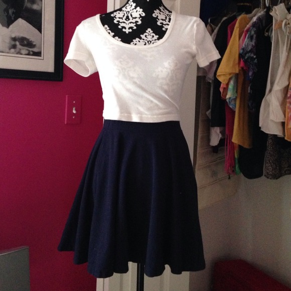 Urban Outfitters navy blue knit circle skirt