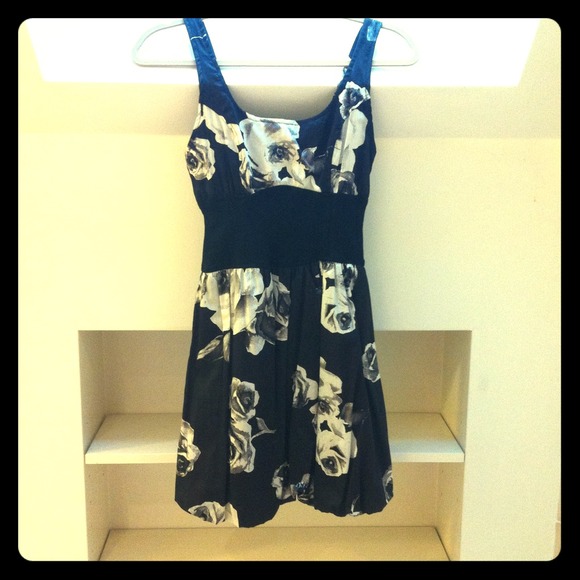 Black and white semi-formal floral dress