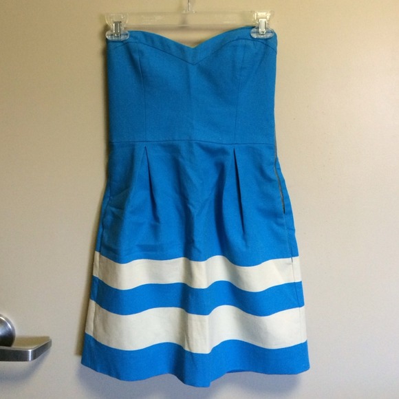 Blue and beige striped dress (Zara)