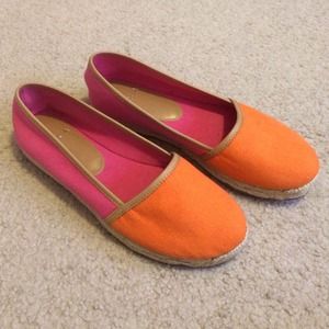 Brand New AQUA Pink and Orange Espadrilles Flats