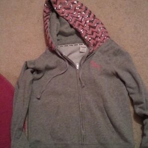 Grrey victoriasecret zip up hoodie blingy