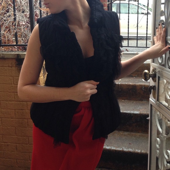 Oscar de la Renta detailed/ pleated net vest