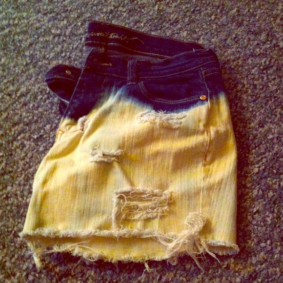 Denim tie dye shorts