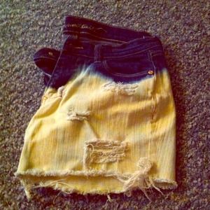 Denim tie dye shorts