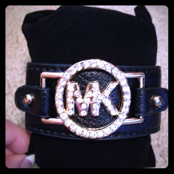 Micheal Kors black leather bracelet