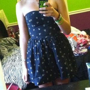 Blue, mini dress, with little white anchor detail