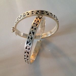 1.5" Designer Lois Hill silver hoop earrings.