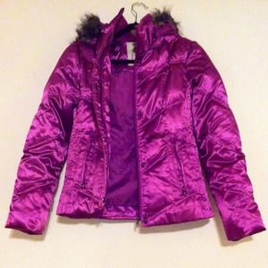 Metallic Pink Cold Weather Snow Puffer Jacket