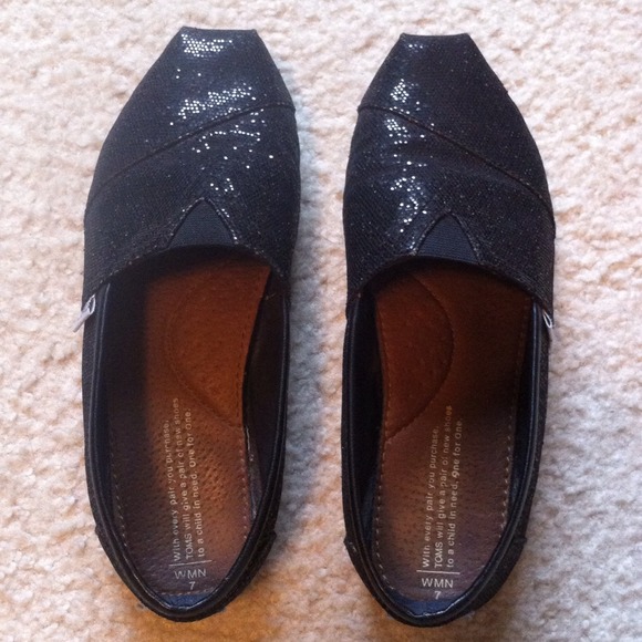 Black Sparkly Glitter TOMS 7