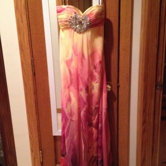 Strapless Floral Print JOVANI Gown #7236 - Picture 2 of 4