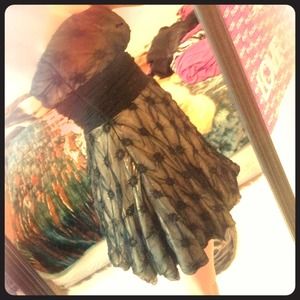 strapless shimmery gold and black dress