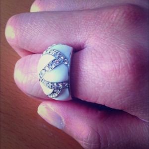 White and silver ring