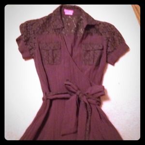 BCBG chocolate dress with lace detail