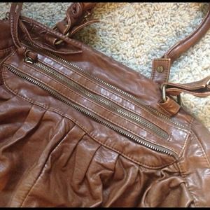 Brown faux leather handbag