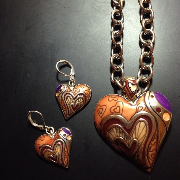 Jewelry - Heart Shaped Pendant and Earrings Set