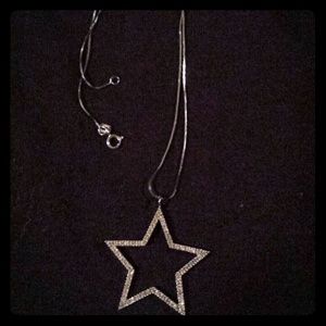 White Gold and Diamond Star Necklace