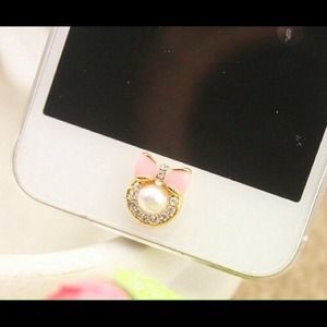 Brilliant Pearl Bow Tie Iphone Home Button