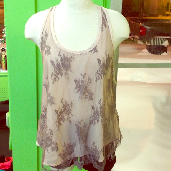 Nude lace tank