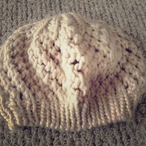 Beige knitted beret