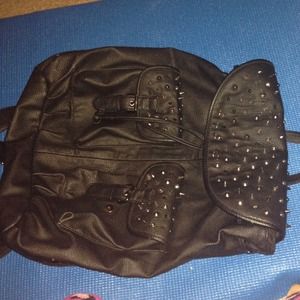 Aldo black leather studded back bag