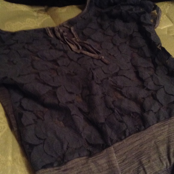 Sheer lace and tie shirt