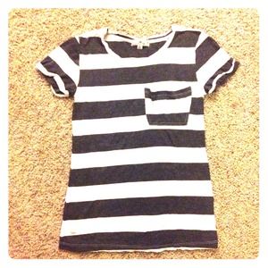 Black & white striped shirt.