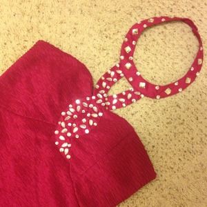 Fuchsia halter dress with gems