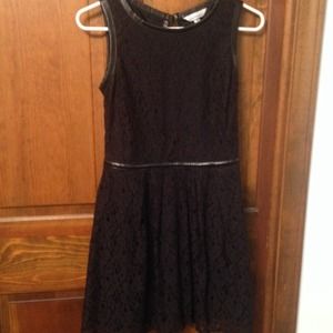 Lace and faux leather little black dress