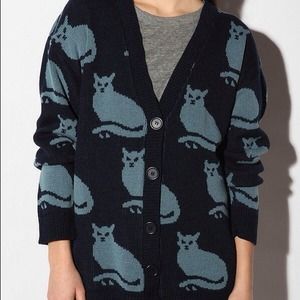 Urban Outfitters Blue Cat Kitten Knit Cardigan S M