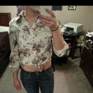 Lavender & white collared shirt