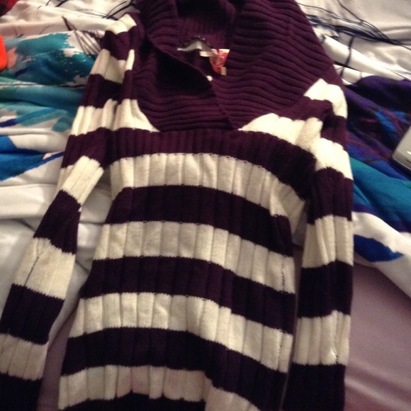 Purple and white stripped sweater
