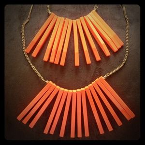 H&M Long neon orange necklace