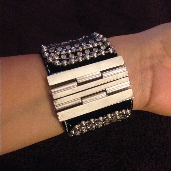 Silver and black tone cuff.