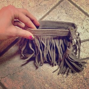 SOLD!!  Gray fringe coin purse