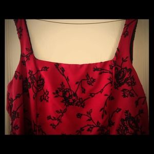 Formal Red and Black beaded floor length gown.