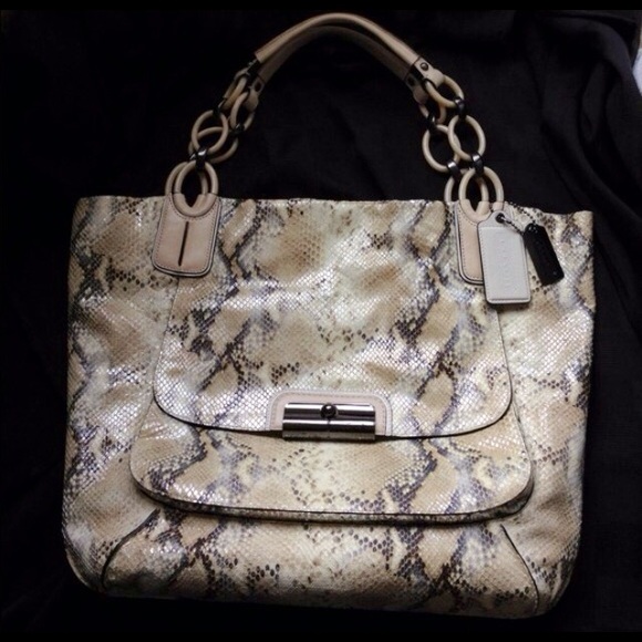 Coach Kristin Embossed Metallic Python Tote - Rare - Picture 1 of 4