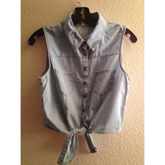 Faux Denim Crop top/Vest (super soft)