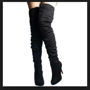 Charles Albert knee high suede heels