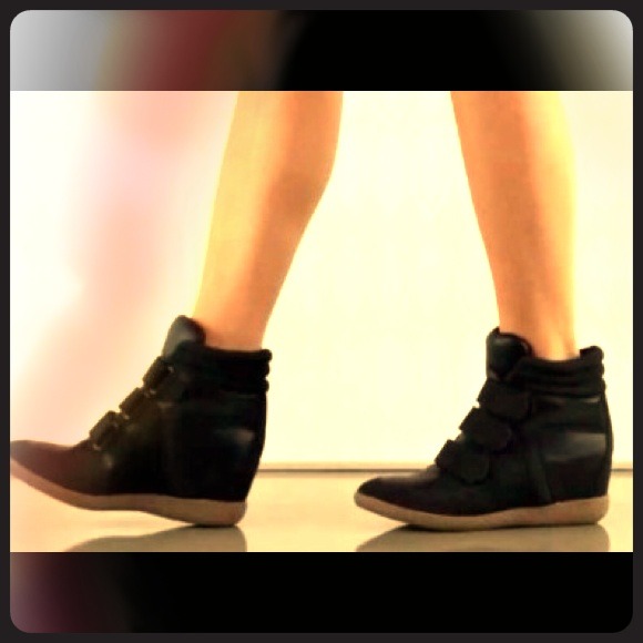 Black sneaker wedges