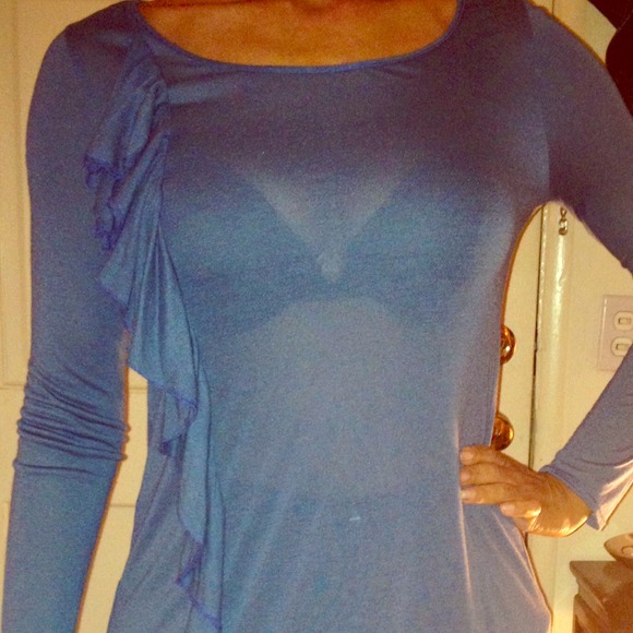Slightly sheer slate blue FLUX modal top