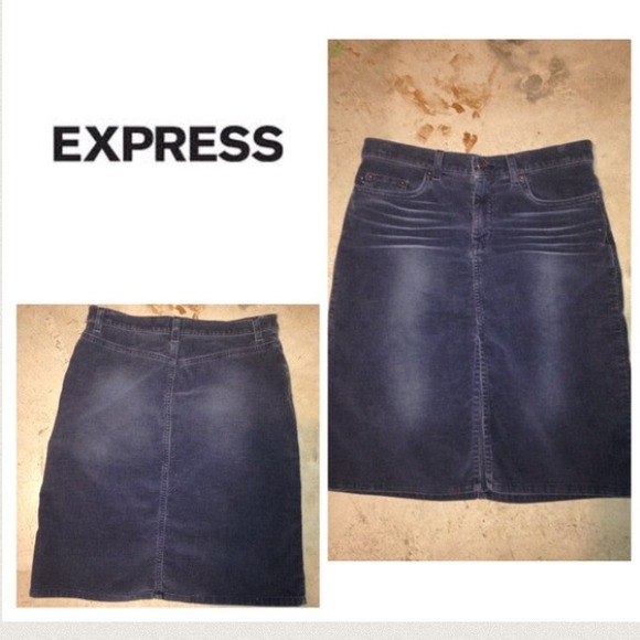 Express navy corduroy skirt.