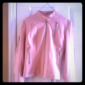 Trendy, pink, real leather jacket!