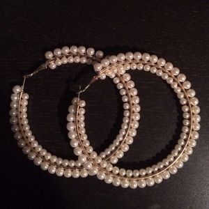 Pearl hoop earrings