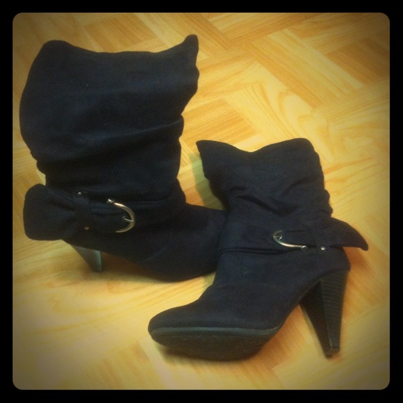 Mid calf black boots