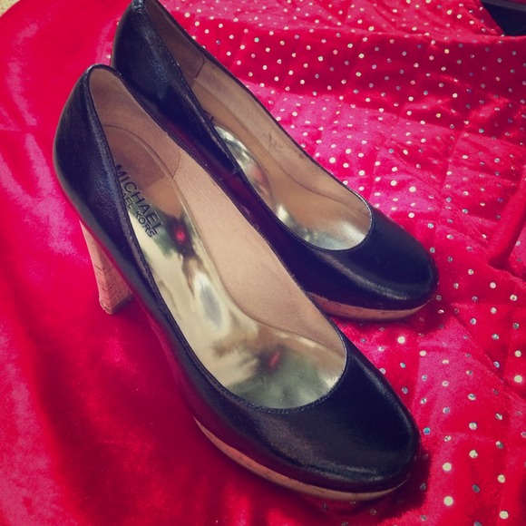 Michael Kors leather pumps with chunky cork heel