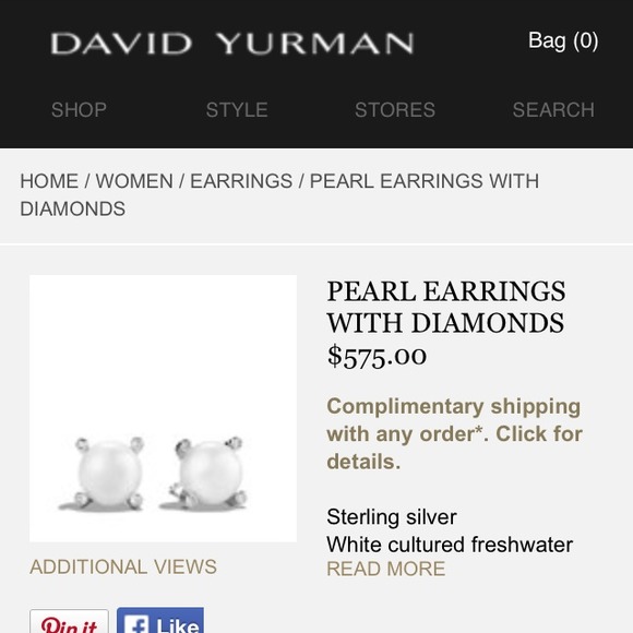 Sold!!DY pearl w/ diamond earrings