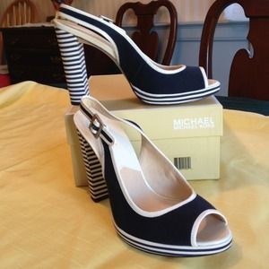 MK sling back canvas heels
