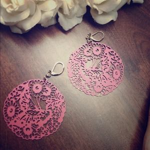 Gold and pink Betsey Johnson earrings